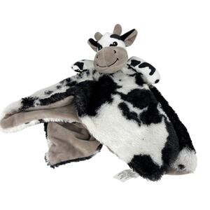 Trend Lab Cow Lovey Security Blanket Plush Toy Black White Gray 15" Inch